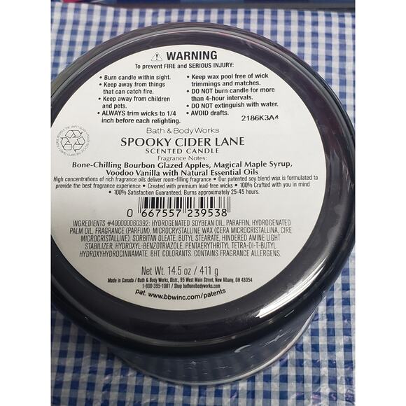 BBW Spooky Cider Lane Large 3 Wick Candle w. Skull Lid Holiday Home Fragrance - Picture 3 of 3